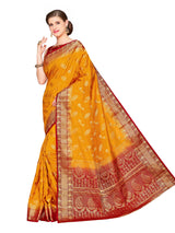 Mimosa Womens Art Silk Saree Kanjivaram Gold Color