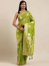 Mimosa Womens Art Silk Saree Kanjivaram Olive Color