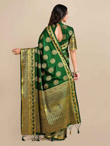 Mimosa Womens Art Silk Saree Kanjivaram BGreen Color