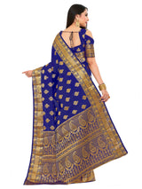 Mimosa Womens Art Silk Saree Kanjivaram Navy Blue Color