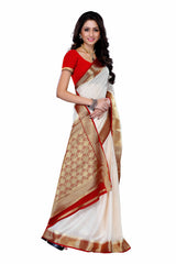 Mimosa Womens Crepe Saree Mysore Silk Halfwhite Color