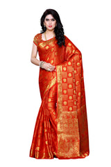 Mimosa Womens Chiffon Saree Kanjivaram Orange Color