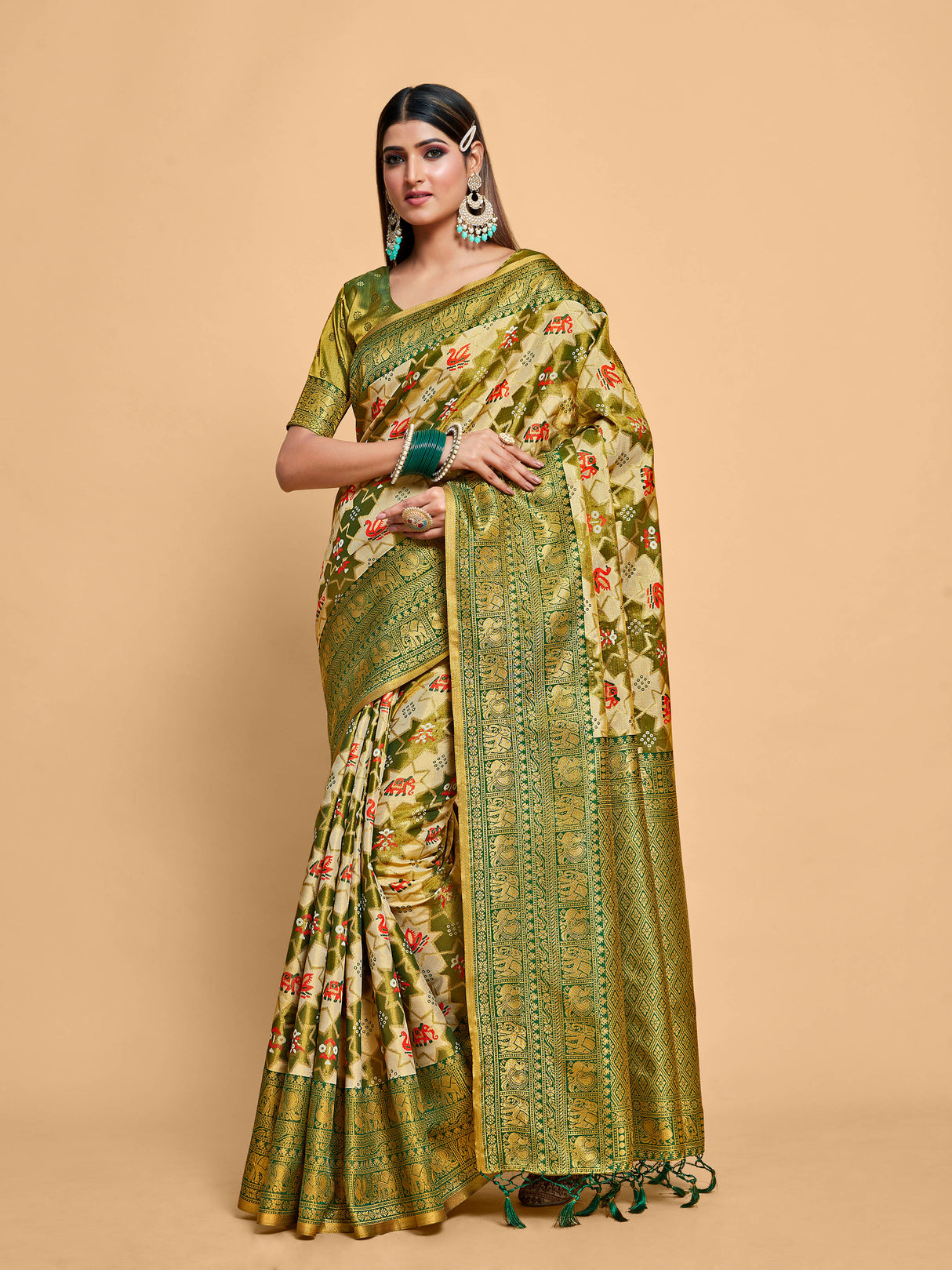 Mimosa Women's Woven Design Kanjivaram Art Silk Saree With Blouse Piece : SA00001232BGFREE