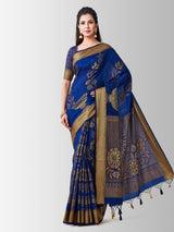 Mimosa Womens Art Silk Saree Kanjivaram Navy Blue Color