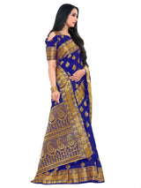 Mimosa Womens Art Silk Saree Kanjivaram Navy Blue Color