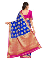 Mimosa Womens Crepe Saree Mysore Silk Royal Blue Color