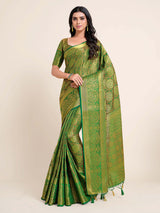 Mimosa Womens Art Silk Saree Kanjivaram Green Color