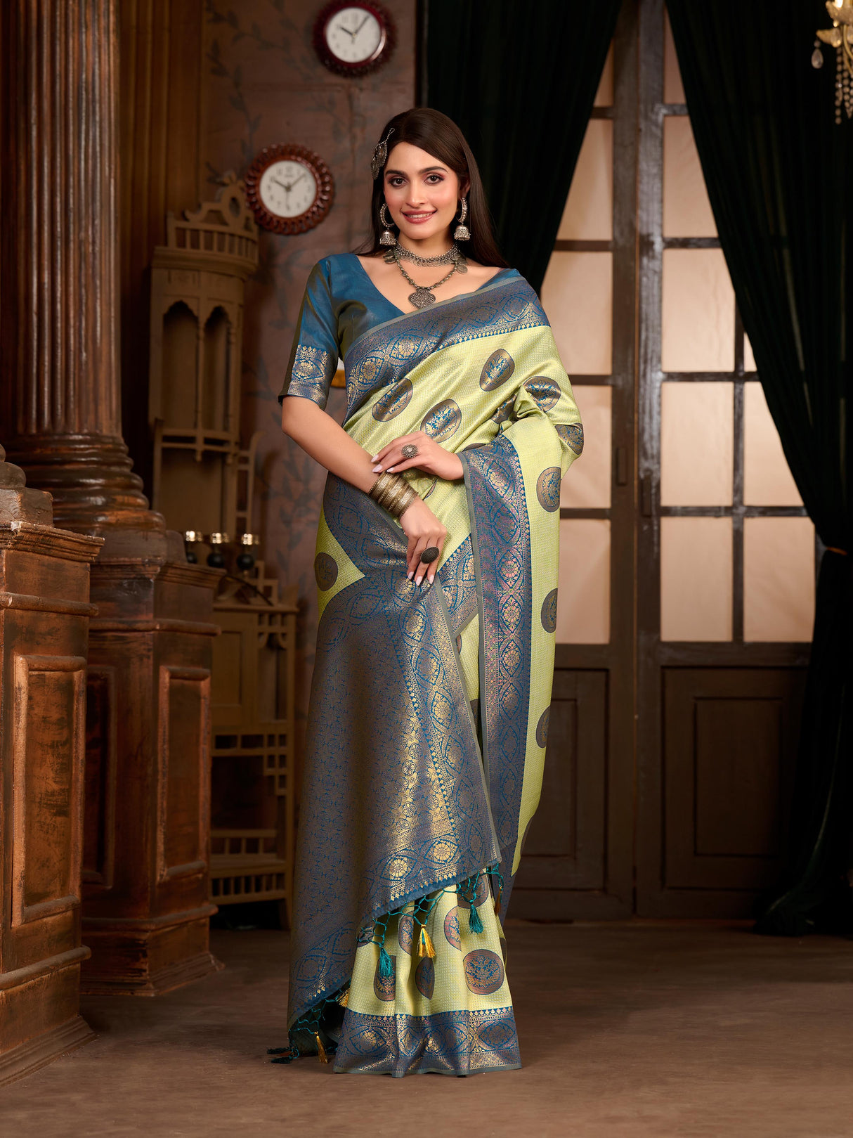 Mimosa Women's Woven Design Kanjivaram Art Silk Saree With Blouse Piece : SA0000889RM