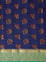 Mimosa Womens Art Silk Saree Kanjivaram Navy Blue Color