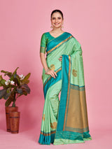 Mimosa Women's Woven Design Kanjivaram Style Art Silk Saree With Blouse Piece : SA00001387PSFREE