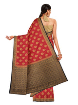 Mimosa Womens Crepe Saree Mysore Silk Strawberry Color