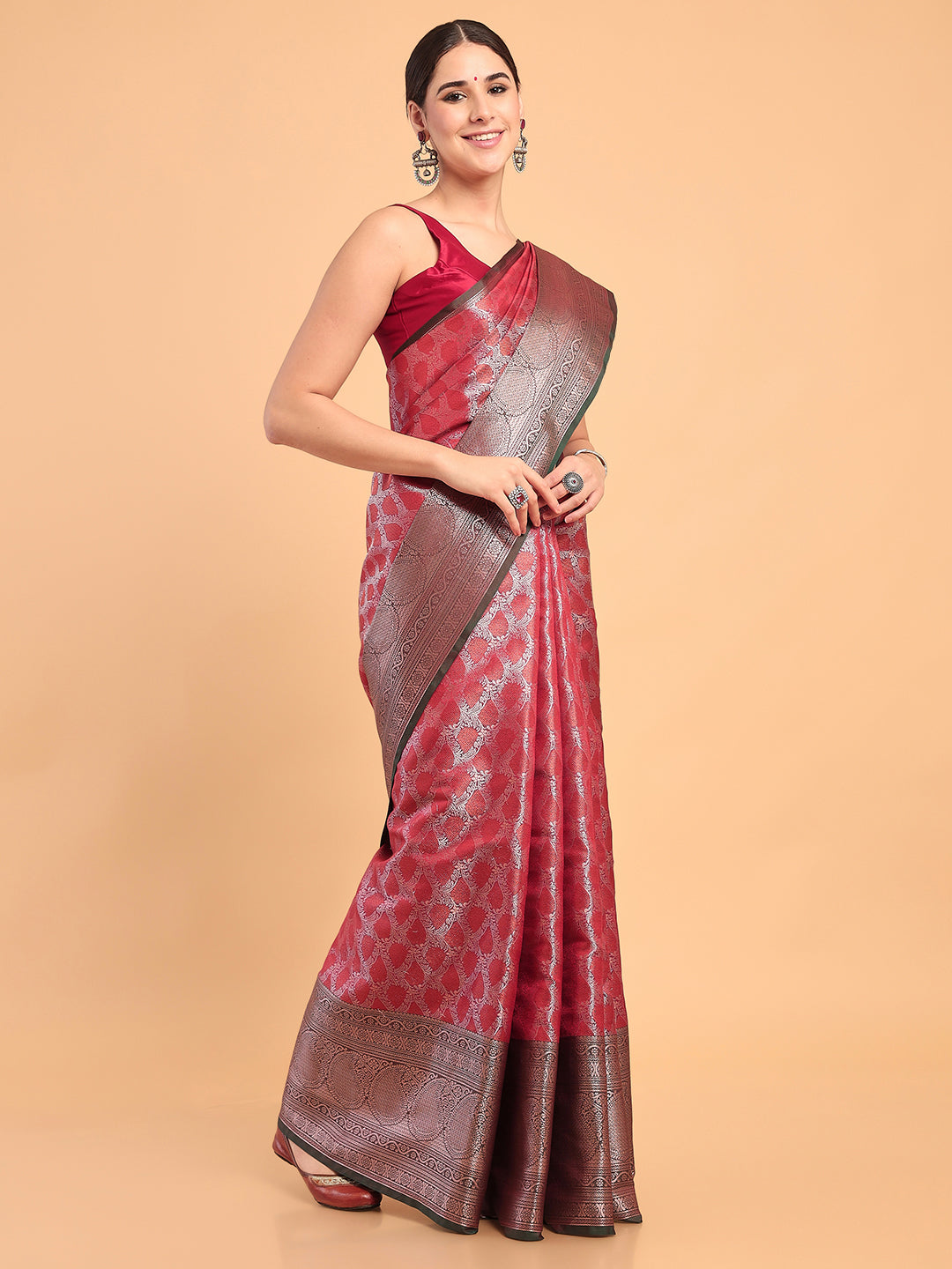 Mimosa Women's Woven Design Kanjivaram Art Silk Saree With Blouse Piece : SA00001118MRFREE