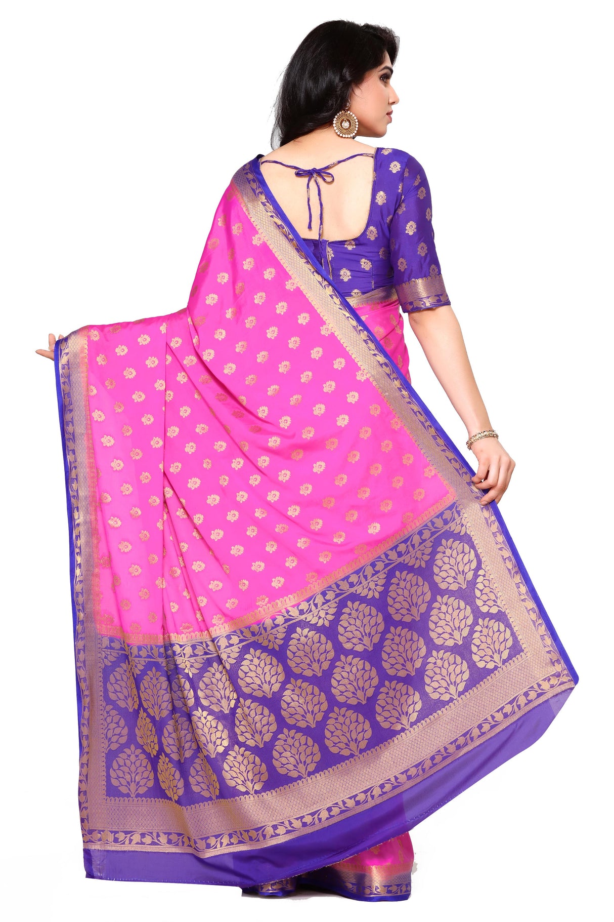 Mimosa Womens Crepe Saree Mysore Silk Pink Color