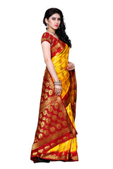 Mimosa Womens Art Silk Saree Kanjivaram Gold Color