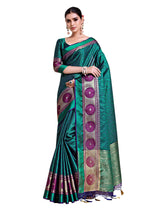 Mimosa Womens Art Silk Saree Banarasi Green Color