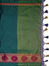 Mimosa Womens Art Silk Saree Banarasi Green Color