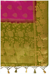 Mimosa Womens Art Silk Saree Kanjivaram Rani Color