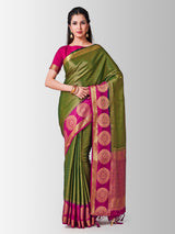 Mimosa Womens Art Silk Saree Kanjivaram BGreen Color