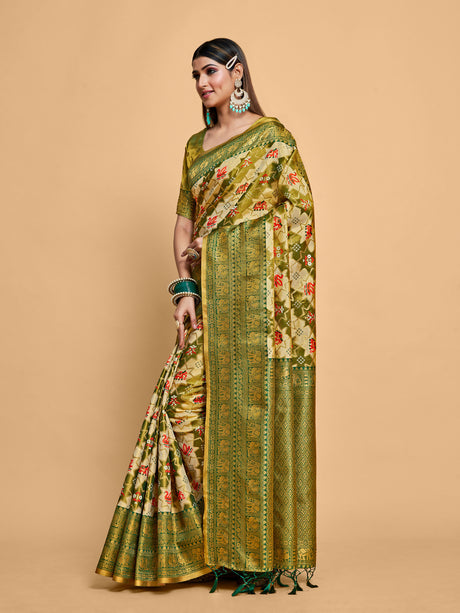 Mimosa Women's Woven Design Kanjivaram Art Silk Saree With Blouse Piece : SA00001232BGFREE