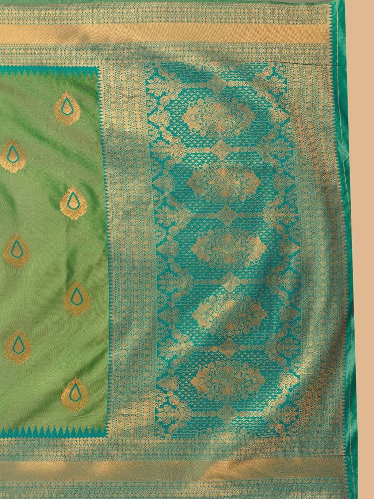 Mimosa Women's Woven Design Kanjivaram Style Art Silk Saree With Blouse Piece : SA00001377OLFREE