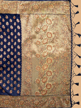 Mimosa Women's Woven Design Kanjivaram Art Silk Saree With Blouse Piece : SA00001219NVFREE