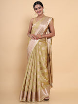 Mimosa Womens Art Silk Saree Kasavu Cream Color