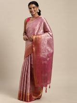 Mimosa Womens Art Silk Saree Kanjivaram Pink Color