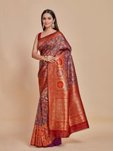 Mimosa Women's Woven Design Patola Style Art Silk Saree With Blouse Piece : SA00001389MJFREE