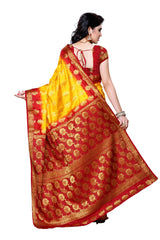 Mimosa Womens Art Silk Saree Kanjivaram Gold Color