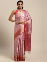 Mimosa Womens Art Silk Saree Kanjivaram Pink Color