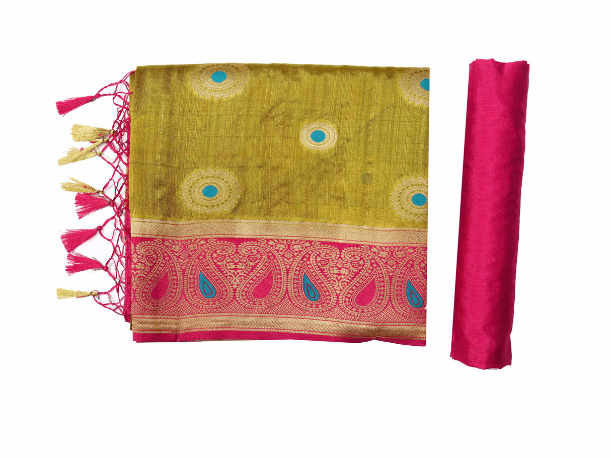 Mimosa Womens Art Silk Saree Kanjivaram Chiku Color