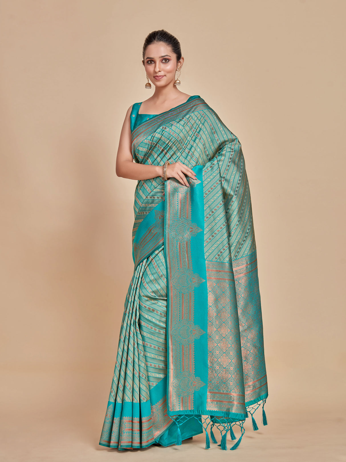 Mimosa Women's Woven Design Kanjivaram Style Art Silk Saree With Blouse Piece : SA00001252SFFREE