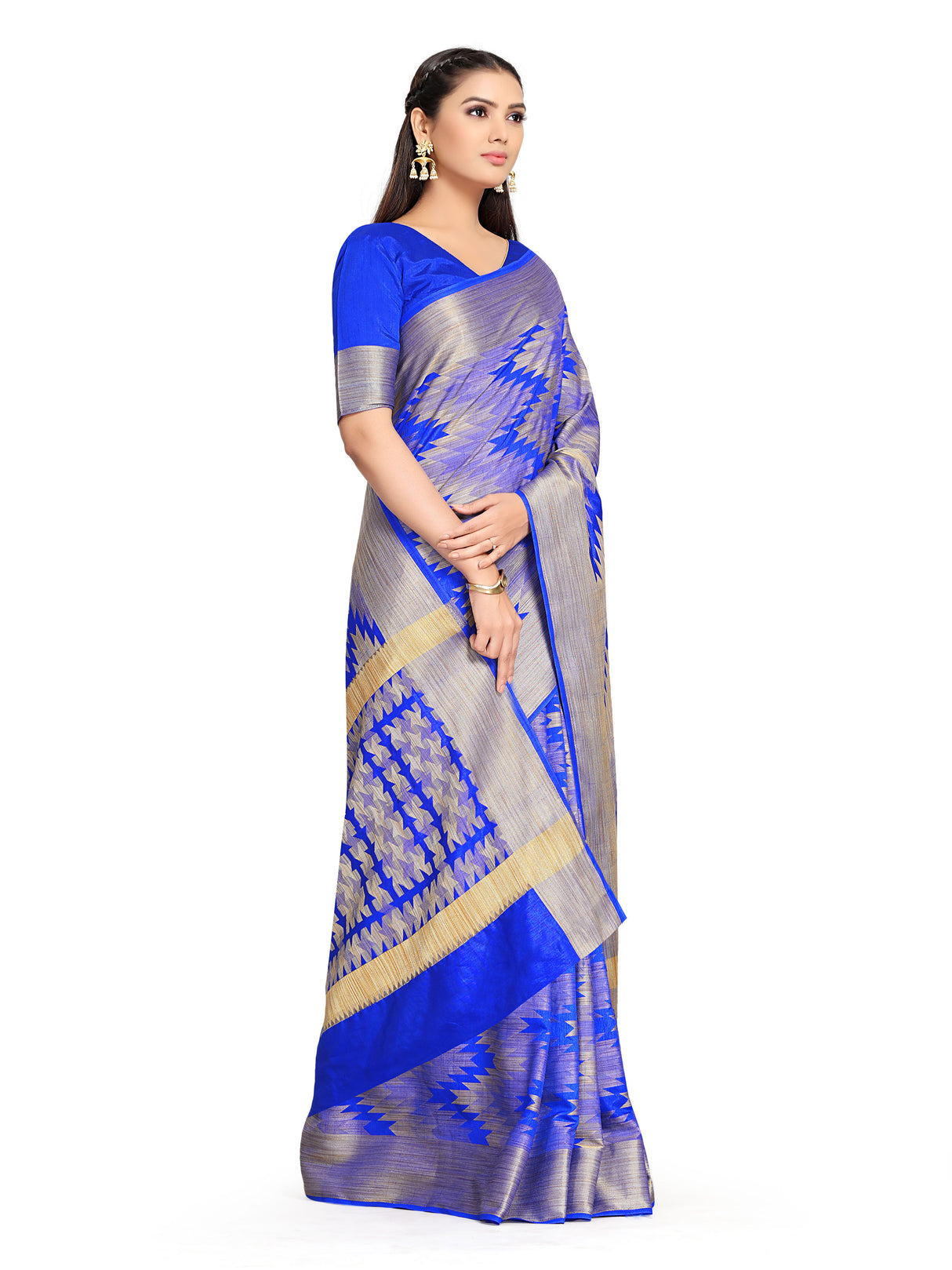 Mimosa Womens Art Silk Saree Kanjivaram Royal Blue Color