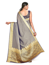 Mimosa Womens Art Silk Saree Kanjivaram style Grey Color