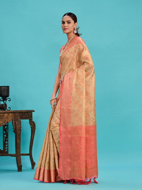 Mimosa Women's Woven Design Kanjivaram Art Silk Saree With Blouse Piece : SA00001227TSFREE