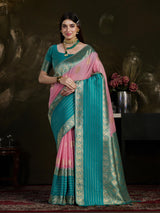 Mimosa Women's Woven Design Kanjivaram Style Art Silk Saree With Blouse Piece : SA0000869PNK