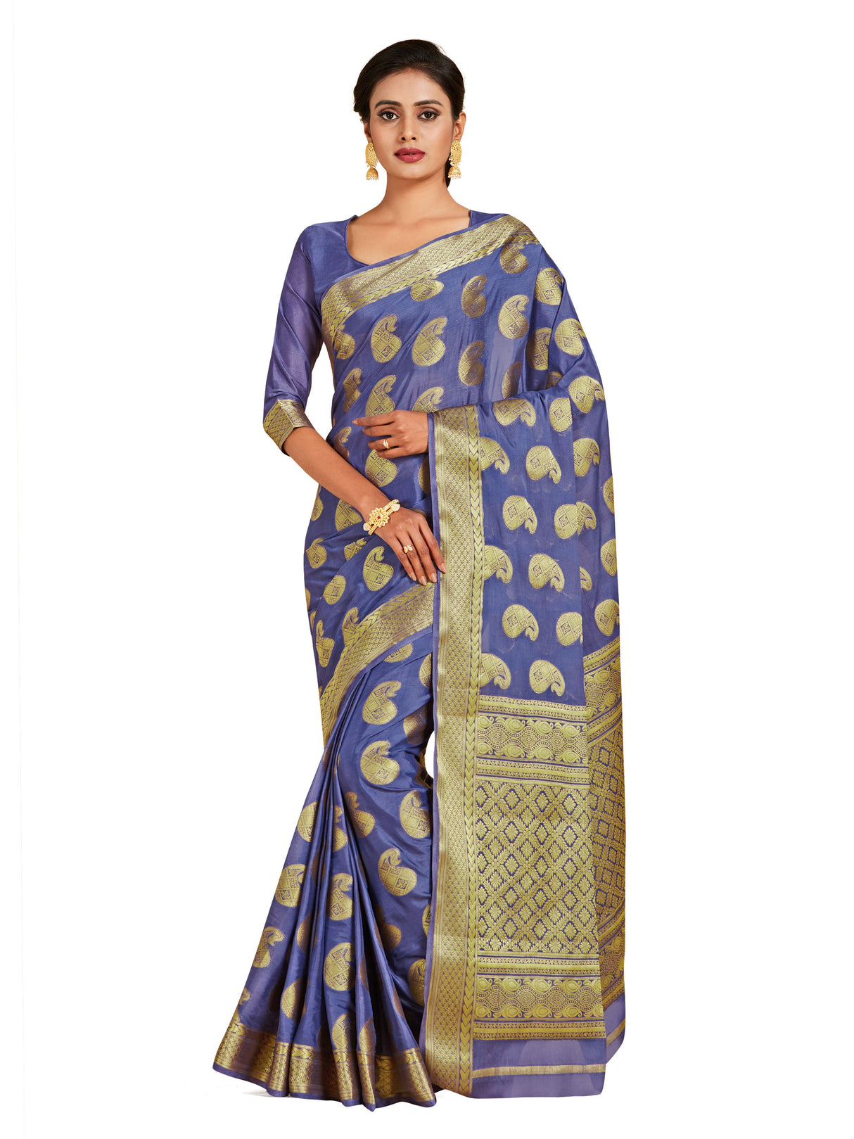 Mimosa Womens Crepe Saree Mysore Silk Grey Color