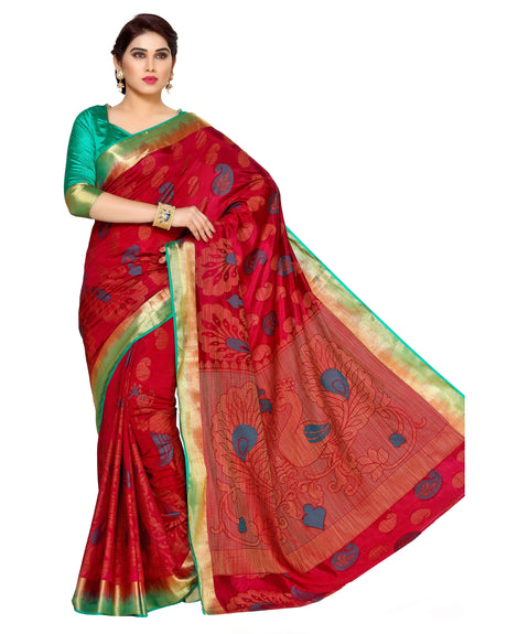 Mimosa Womens Art Silk Saree Kanjivaram Maroon Color