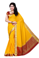 Mimosa Womens Chiffon Saree Kanjivaram style Gold Color