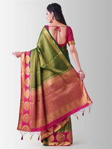 Mimosa Womens Art Silk Saree Kanjivaram BGreen Color