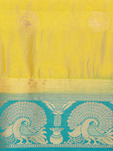 Mimosa Womens Crepe Saree Mysore Silk style Yellow Color