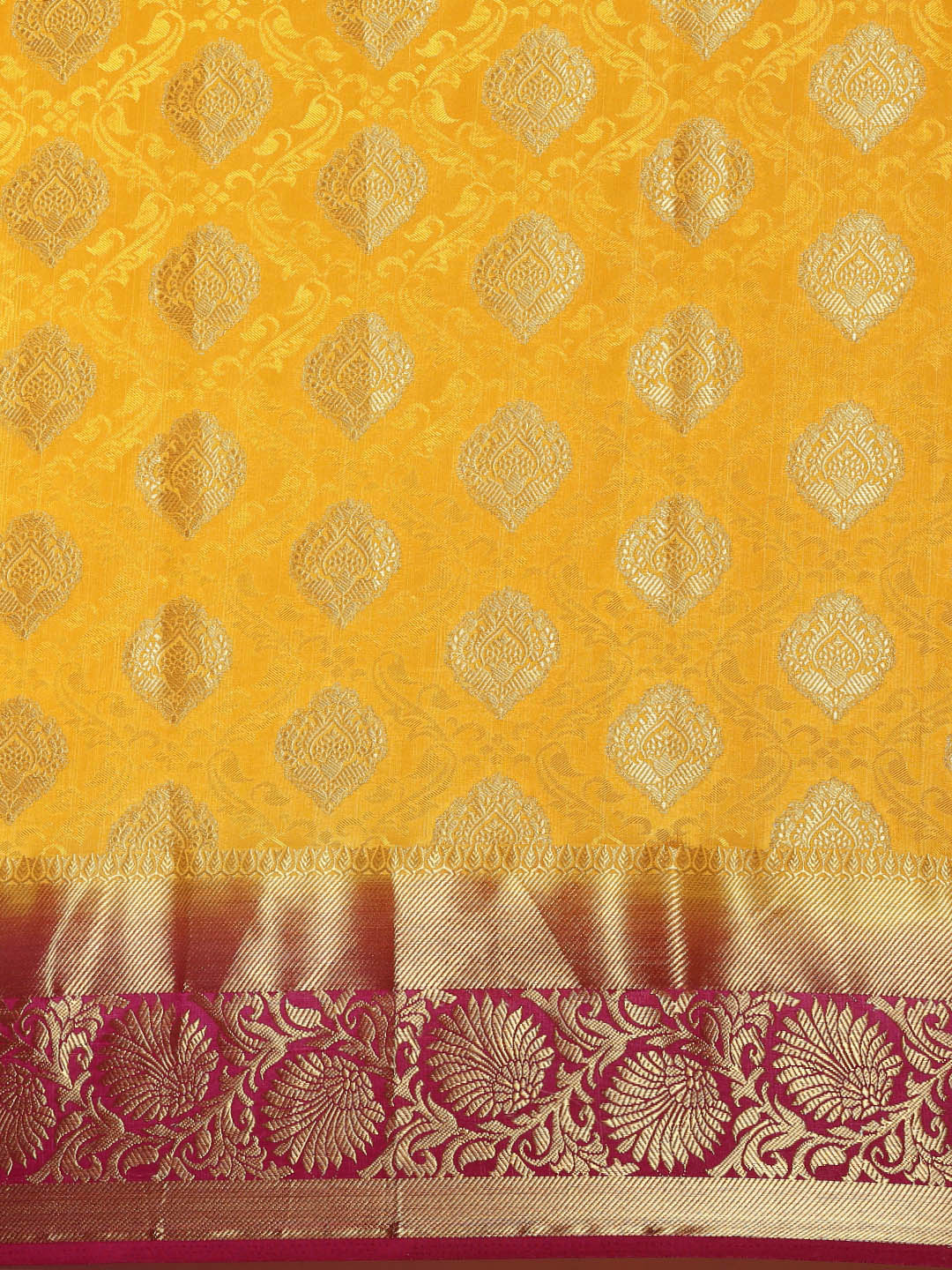 Mimosa Womens Art Silk Saree Kanjivaram Gold Color