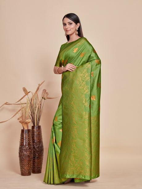 Mimosa Women's Woven Design Kanjivaram Style Art Silk Saree With Blouse Piece : SA00001348OLFREE