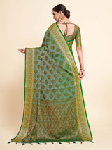 Mimosa Womens Art Silk Saree Kanjivaram Green Color