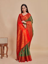 Mimosa Women's Woven Design Kanjivaram Style Art Silk Saree With Blouse Piece : SA00001287BGFREE