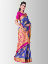 Mimosa Womens Art Silk Saree Kanjivaram Royal Blue Color