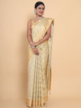 Mimosa Womens Art Silk Saree Kasavu Cream Color