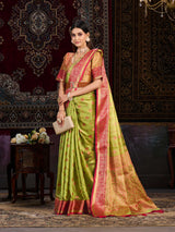 Mimosa Women's Woven Design Kanjivaram Art Silk Saree With Blouse Piece : SA0000942OL