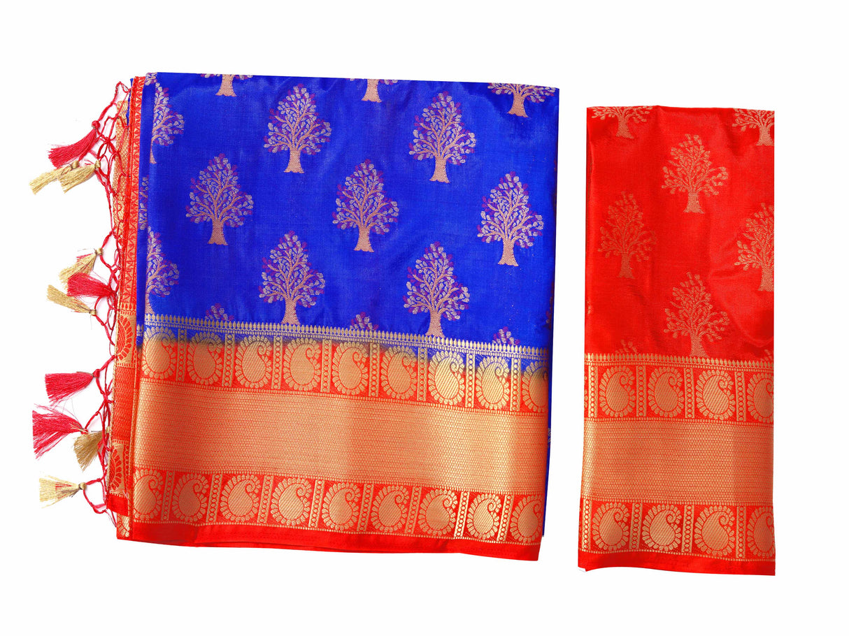 Mimosa Womens Art Silk Saree Kanjivaram Royal Blue Color