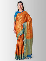 Mimosa Womens Art Silk Saree Kanjivaram Orange Color